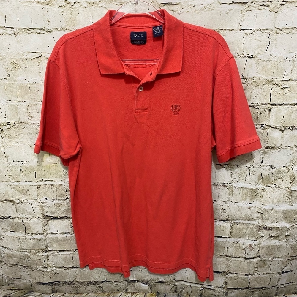 Izod Orange Cotton Silk Wash Polo Shirt